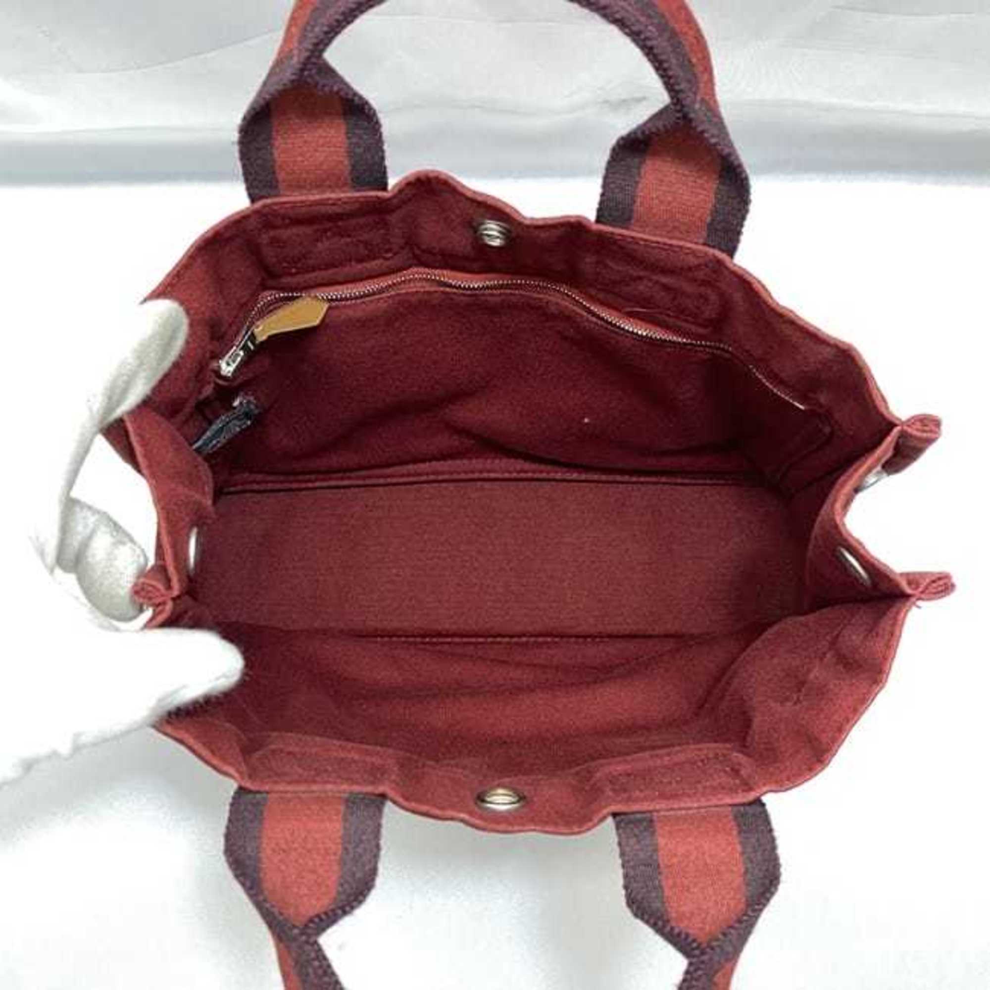 Hermes Handbag Foult PM ec-21452 Red Canvas HERMES Striped Bag Men's Women's Compact