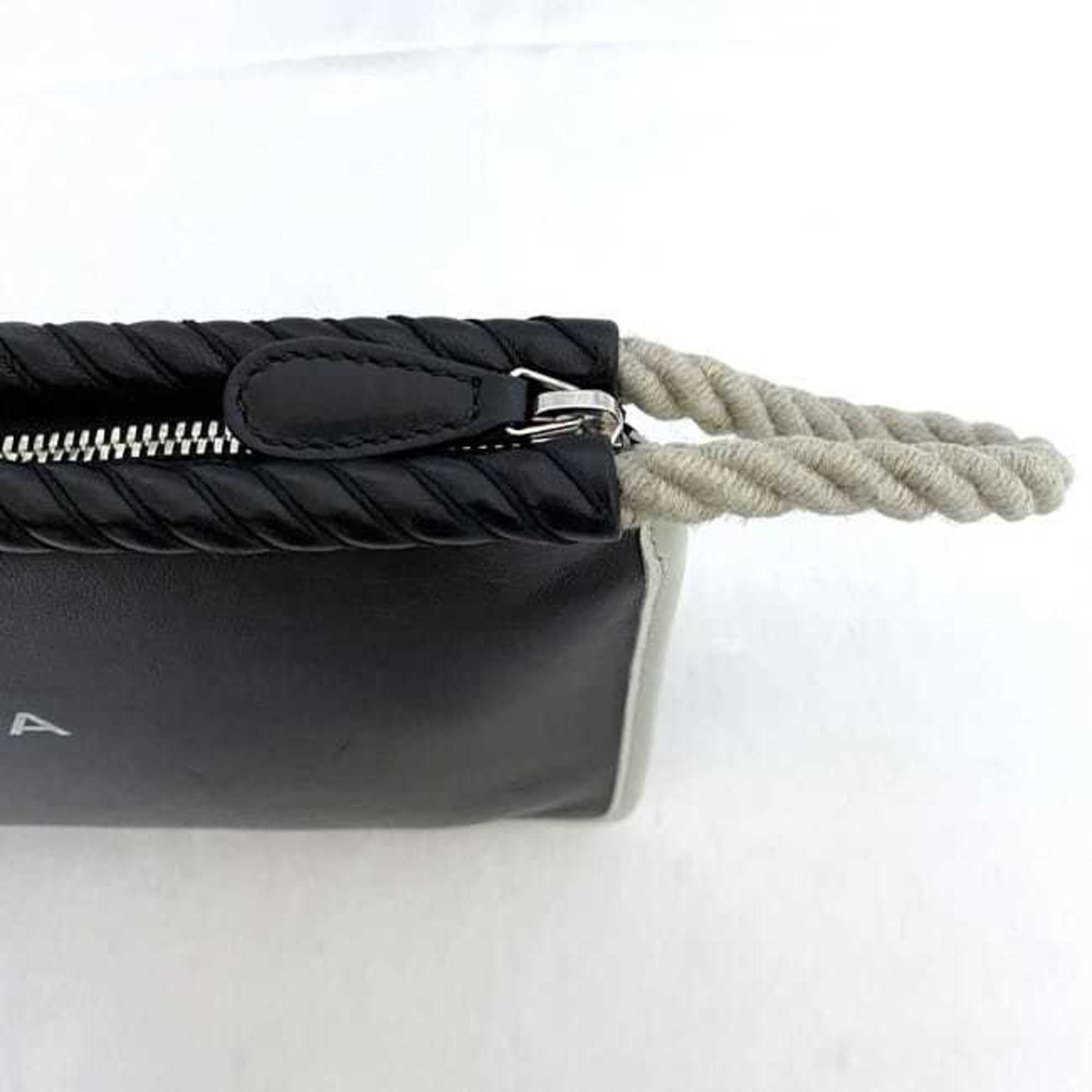 Balenciaga Clutch Bag ec-21442 Black 427443 Leather BALENCIAGA Rope Handbag Men's Women's Compact