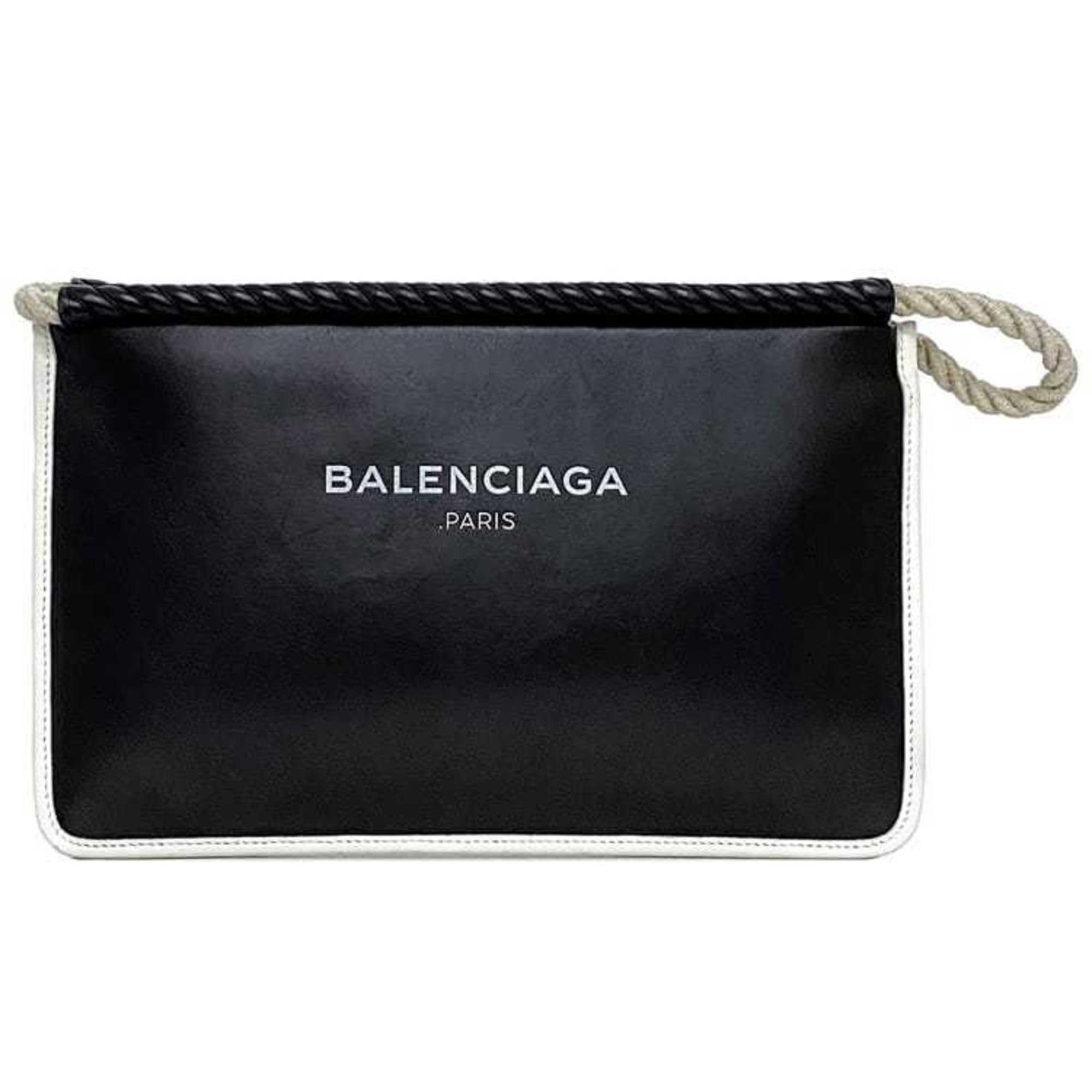 Balenciaga Clutch Bag ec-21442 Black 427443 Leather BALENCIAGA Rope Handbag Men's Women's Compact