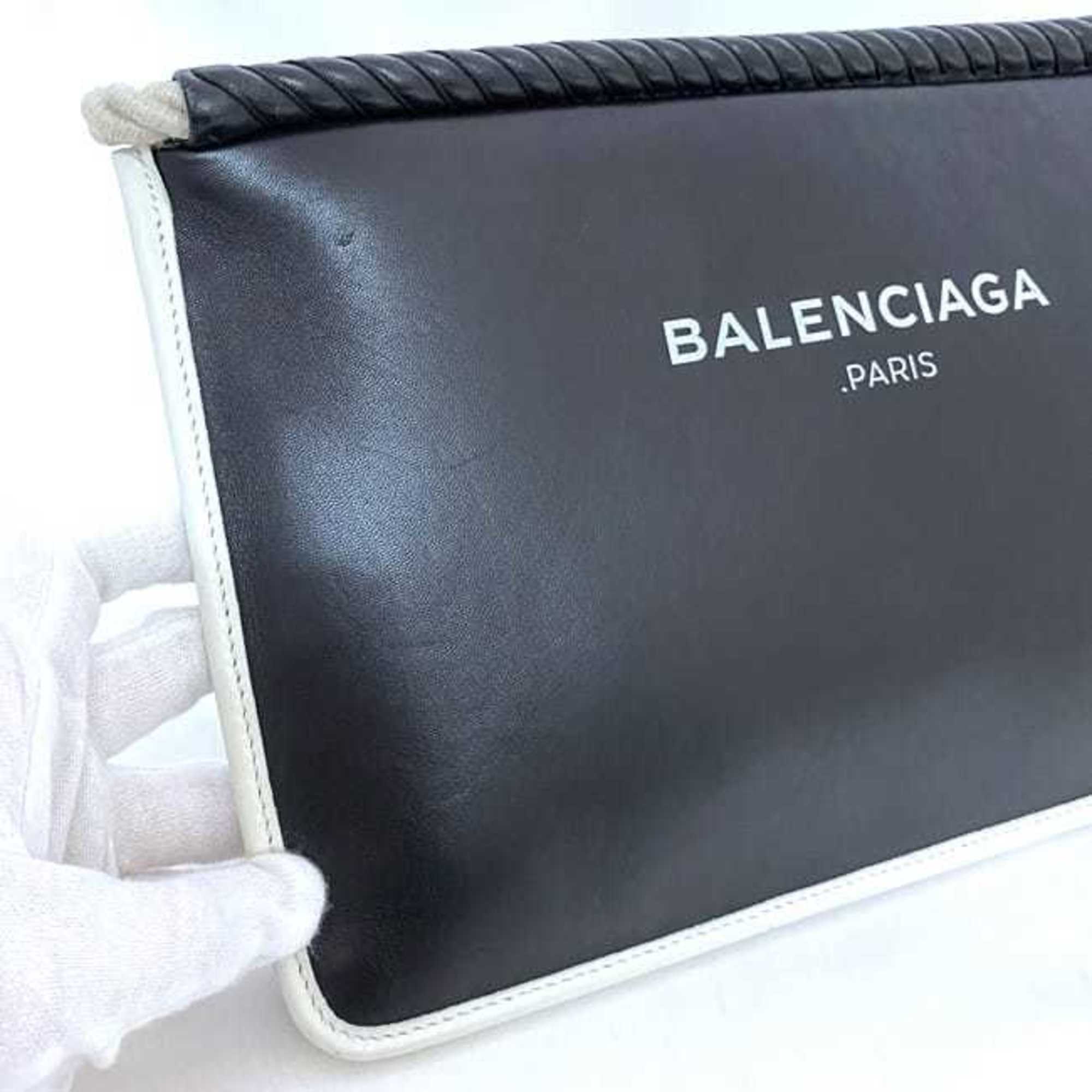 Balenciaga Clutch Bag ec-21442 Black 427443 Leather BALENCIAGA Rope Handbag Men's Women's Compact