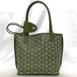 Goyard Tote Bag Ange Pouch f-21488 Light Green Reversible Blue Chevroche Calfskin Goyardine Canvas SUT020660 GOYARD Henribone