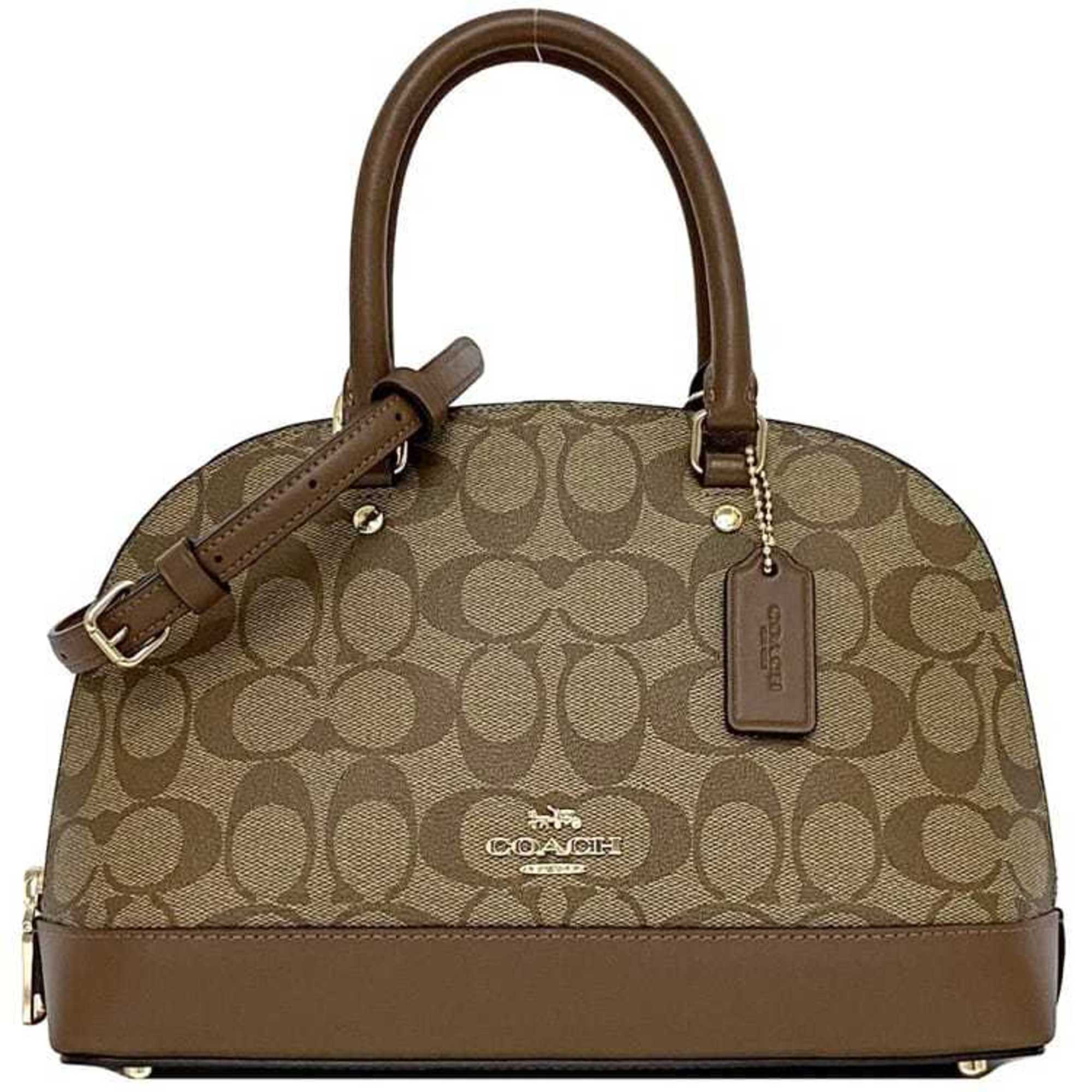 Coach 2way bag f-21370 beige brown signature F27583 PVC leather COACH handbag shoulder ladies