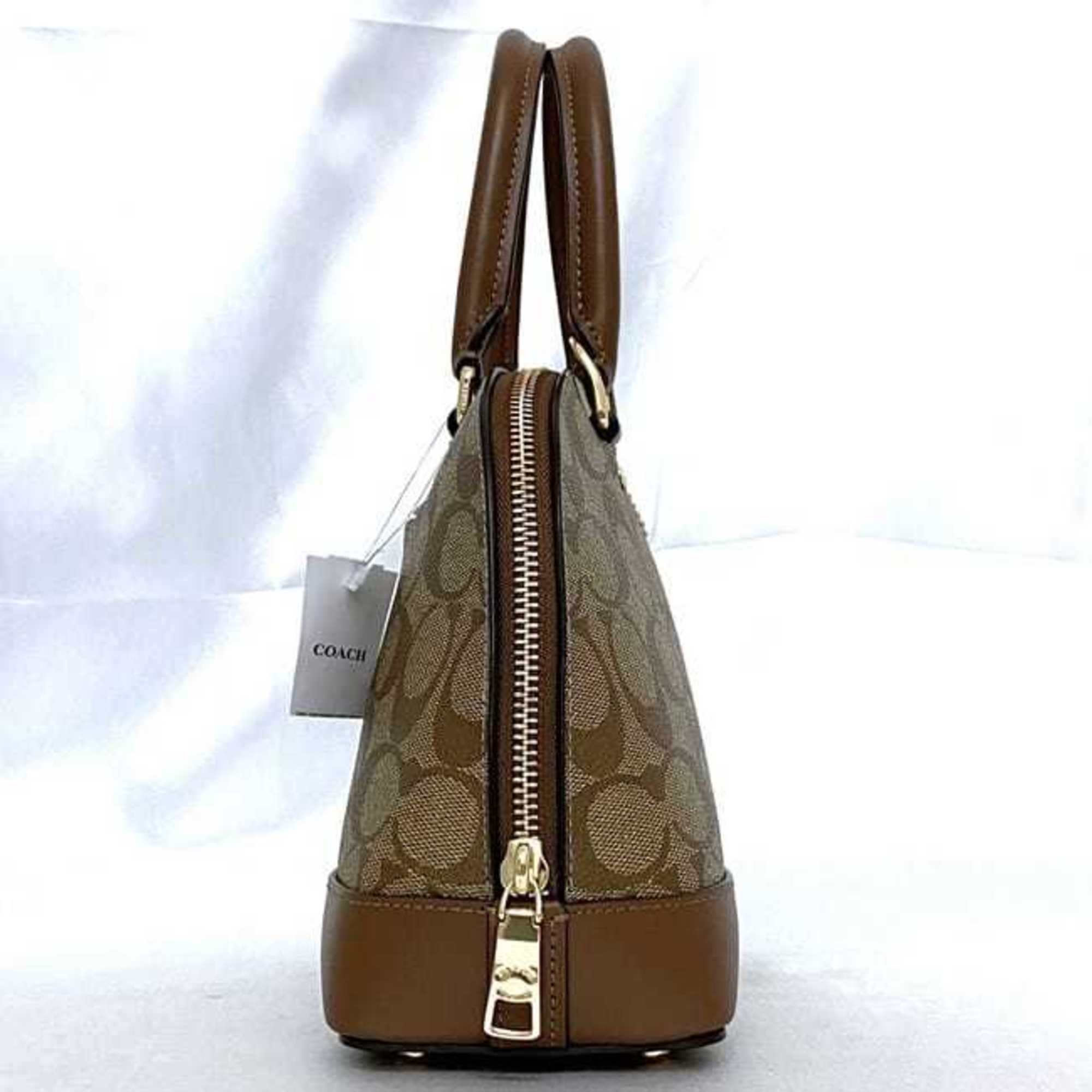 Coach 2way bag f-21370 beige brown signature F27583 PVC leather COACH handbag shoulder ladies