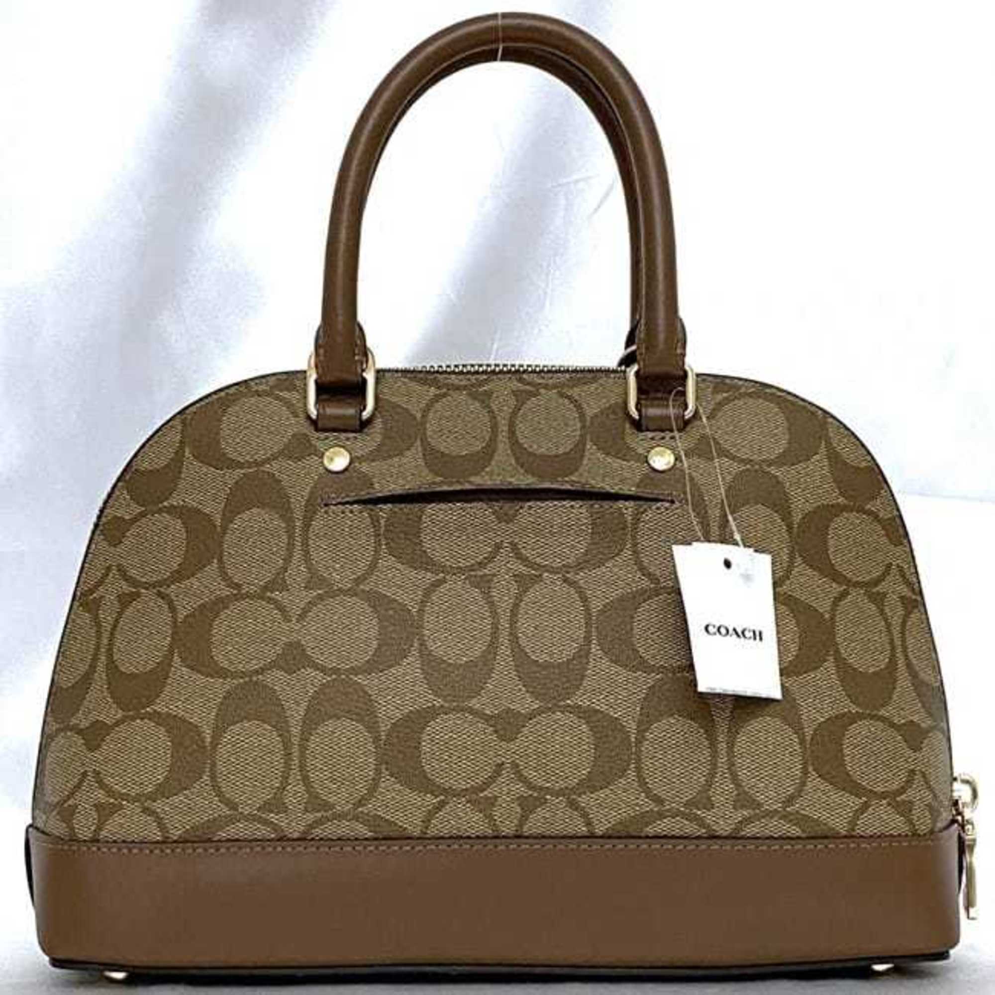 Coach 2way bag f-21370 beige brown signature F27583 PVC leather COACH handbag shoulder ladies