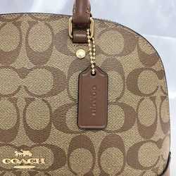 Coach 2way bag f-21370 beige brown signature F27583 PVC leather COACH handbag shoulder ladies