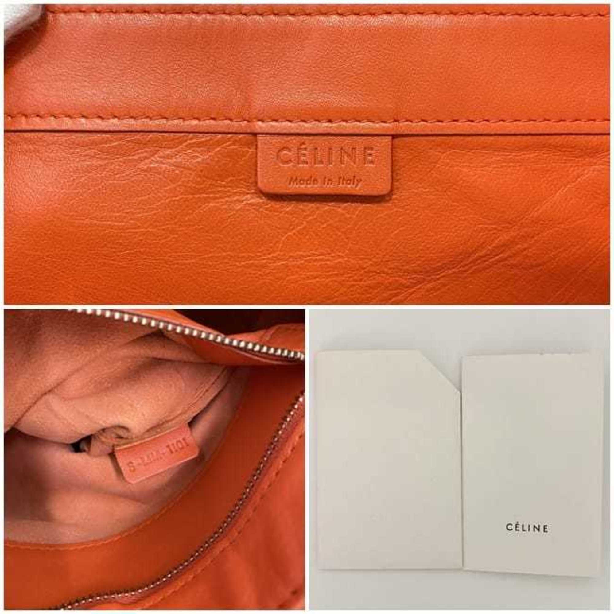 Celine Tote Bag Cabas Horizontal f-21454 Orange 166113 Leather CELINE Women's Bags