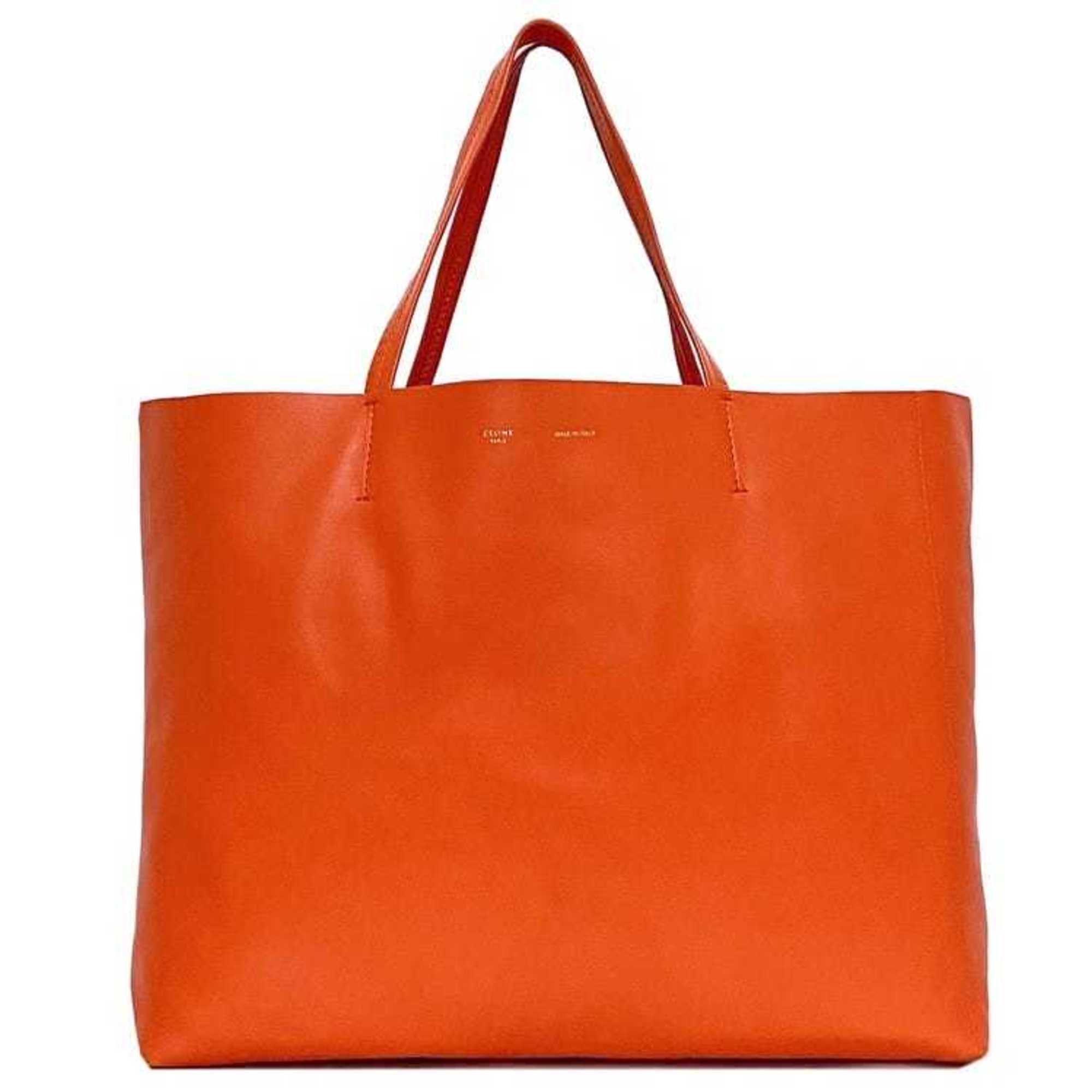 Celine Tote Bag Cabas Horizontal f-21454 Orange 166113 Leather CELINE Women's Bags