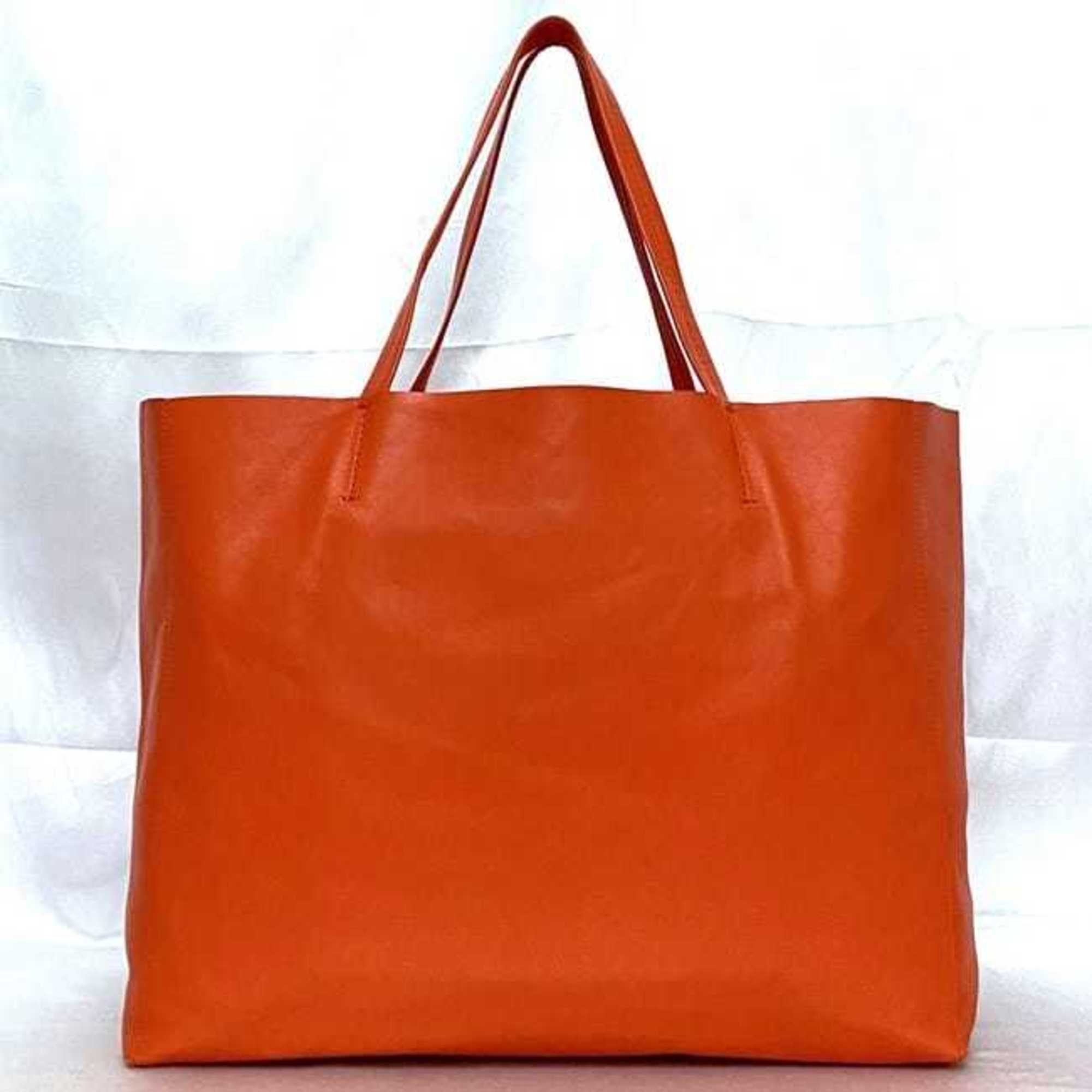 Celine Tote Bag Cabas Horizontal f-21454 Orange 166113 Leather CELINE Women's Bags