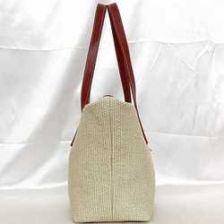 Valentino Garavani Tote Bag ec-21455 Beige Red Straw Leather VALENTINO GARAVANI Rhinestone Women's