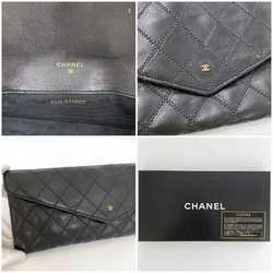 Chanel pouch f-21471 black bicolor leather CHANEL Coco mark stitching quilting ladies flap