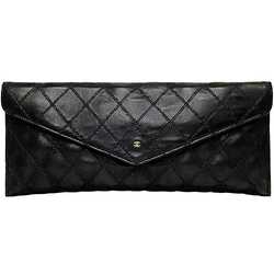 Chanel pouch f-21471 black bicolor leather CHANEL Coco mark stitching quilting ladies flap