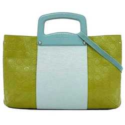 Salvatore Ferragamo 2way bag ec-21453 light blue green Gancini EZ-21 5369 handbag leather bicolor ladies