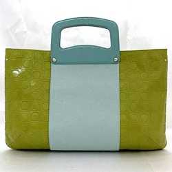 Salvatore Ferragamo 2way bag ec-21453 light blue green Gancini EZ-21 5369 handbag leather bicolor ladies