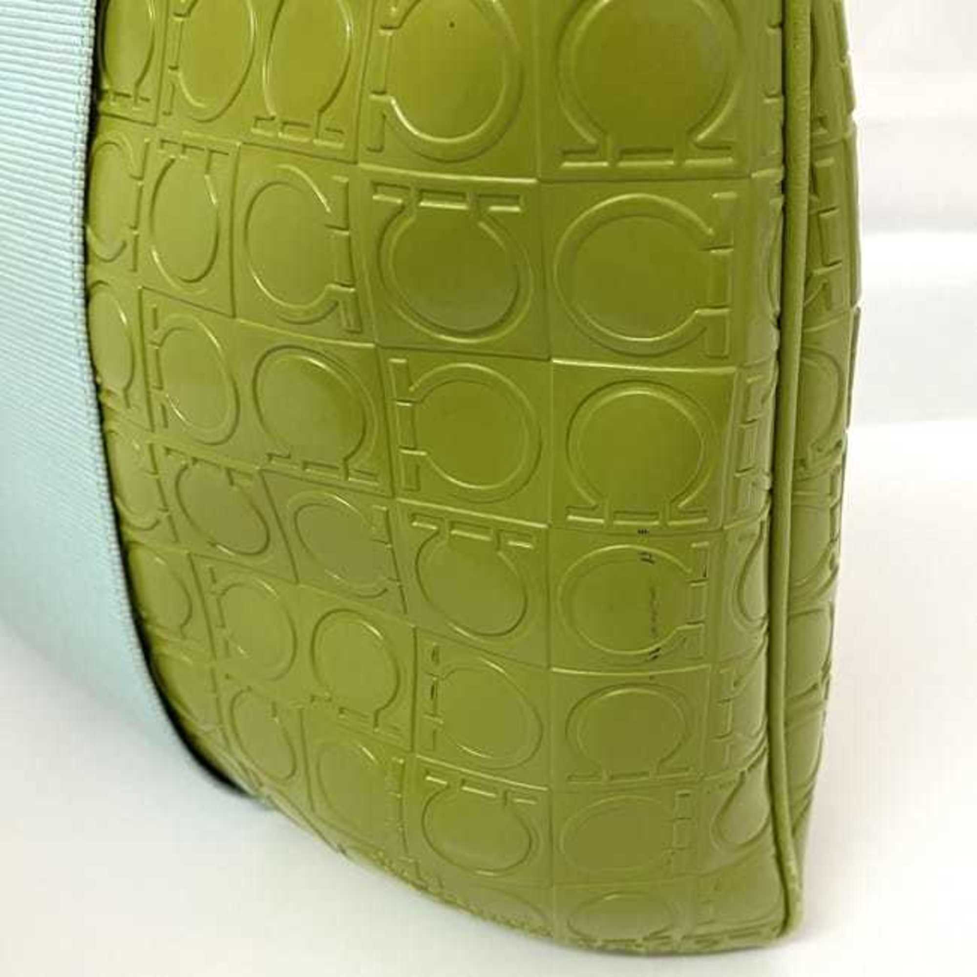 Salvatore Ferragamo 2way bag ec-21453 light blue green Gancini EZ-21 5369 handbag leather bicolor ladies