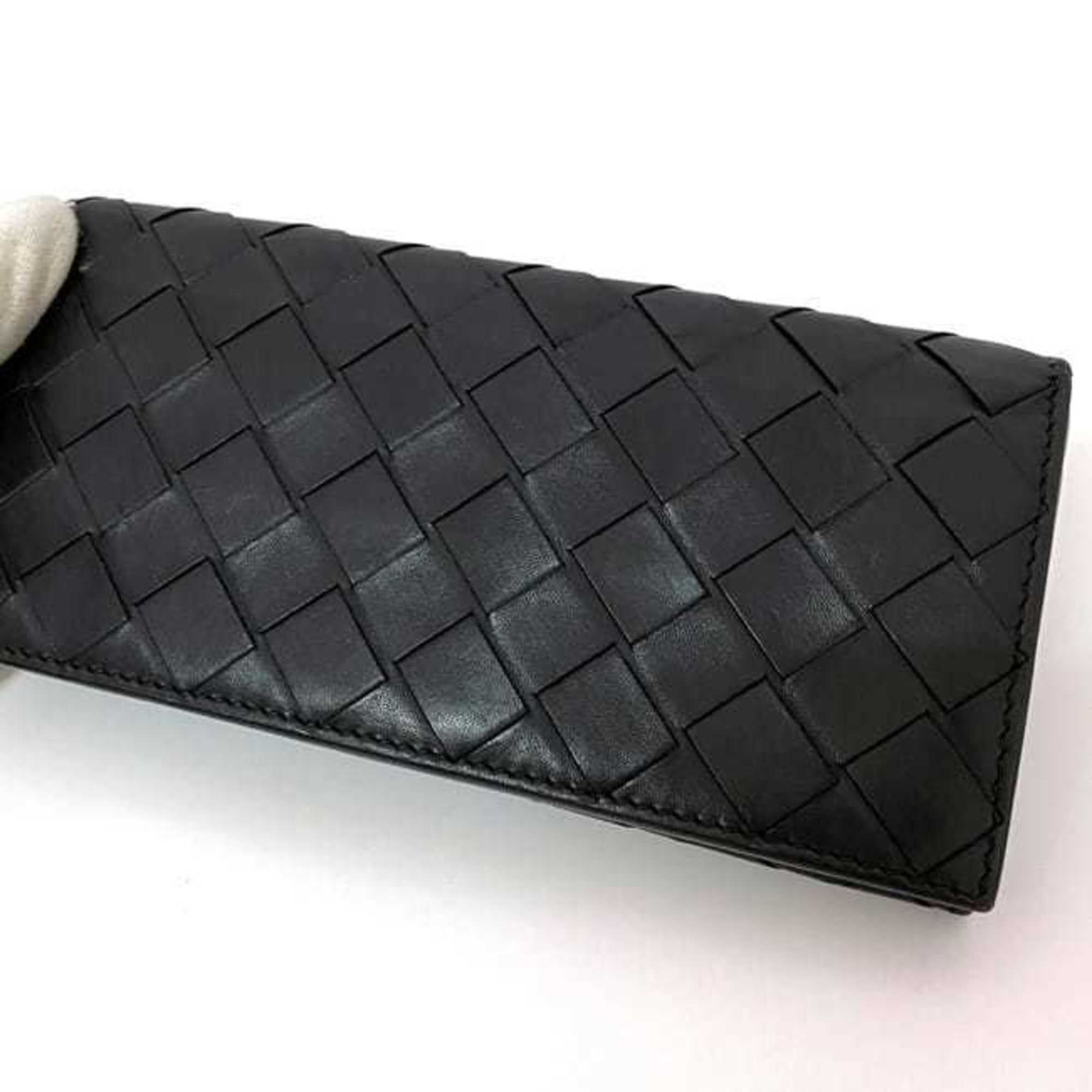 Bottega Veneta Bi-fold Long Wallet f-21463 Black Maxi Intrecciato Leather S02059103U BOTTEGA VENETA Compact Flap Unisex