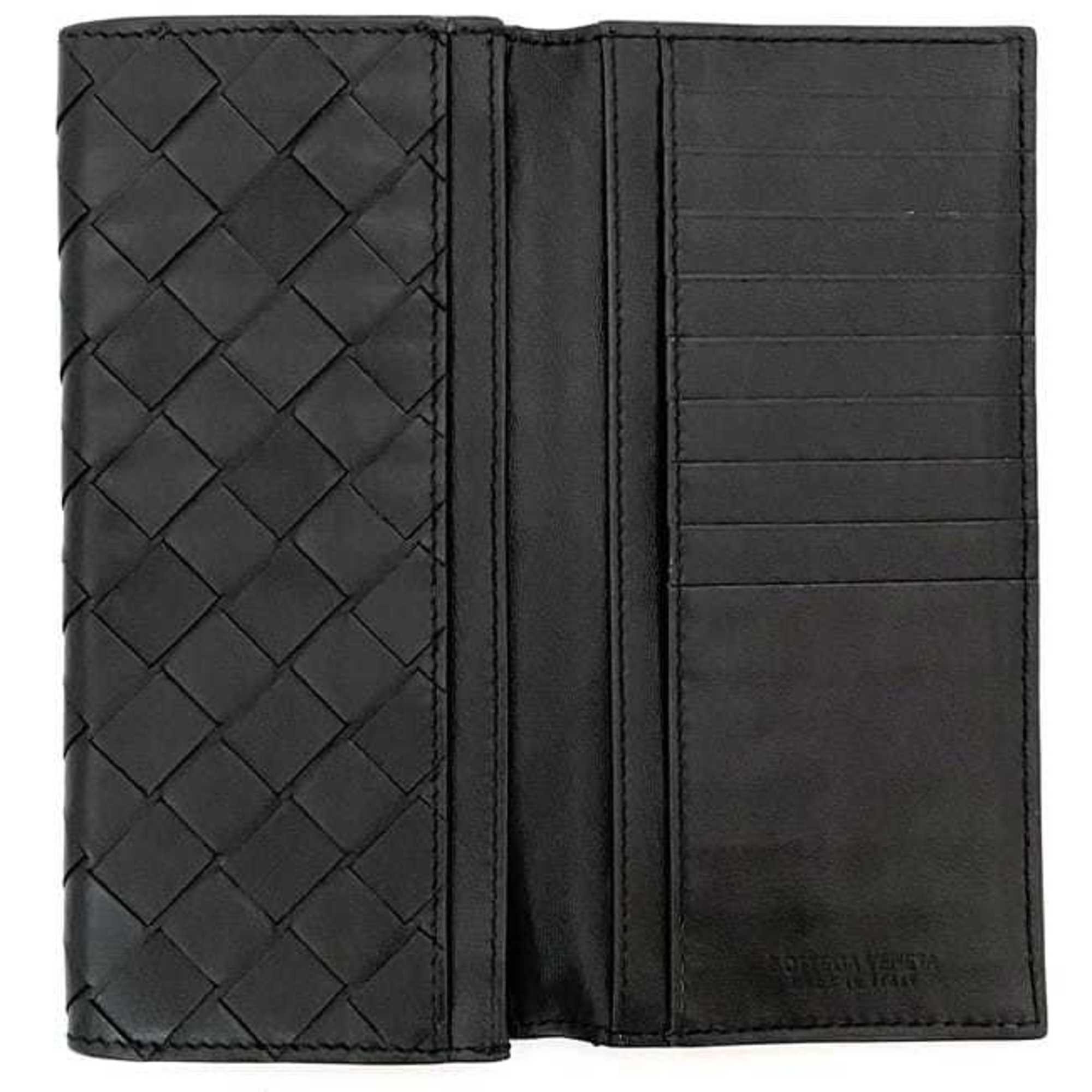 Bottega Veneta Bi-fold Long Wallet f-21463 Black Maxi Intrecciato Leather S02059103U BOTTEGA VENETA Compact Flap Unisex