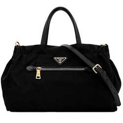 Prada 2way bag f-21490 Black NERO Tessuto 1BA843 Nylon Leather 208 8 PRADA Shoulder Triangle Plate Handbag