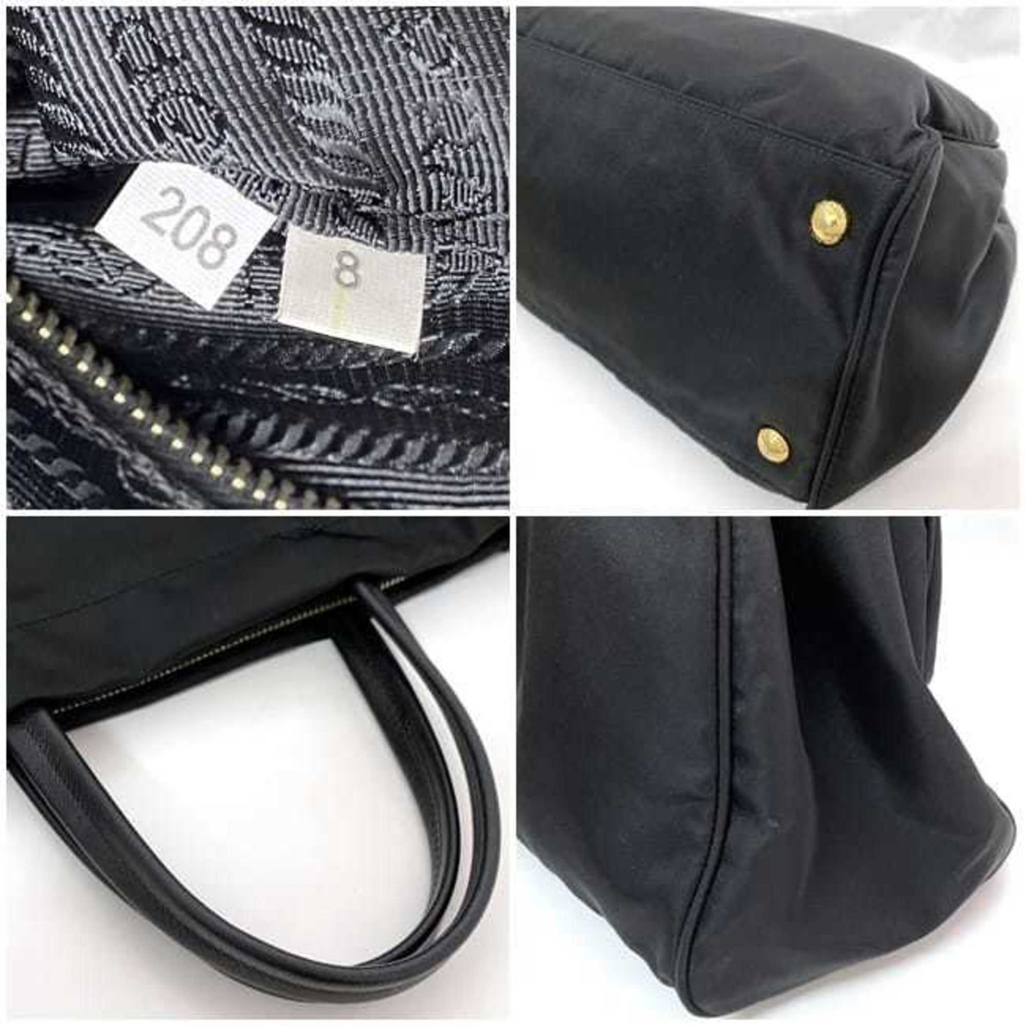 Prada 2way bag f-21490 Black NERO Tessuto 1BA843 Nylon Leather 208 8 PRADA Shoulder Triangle Plate Handbag