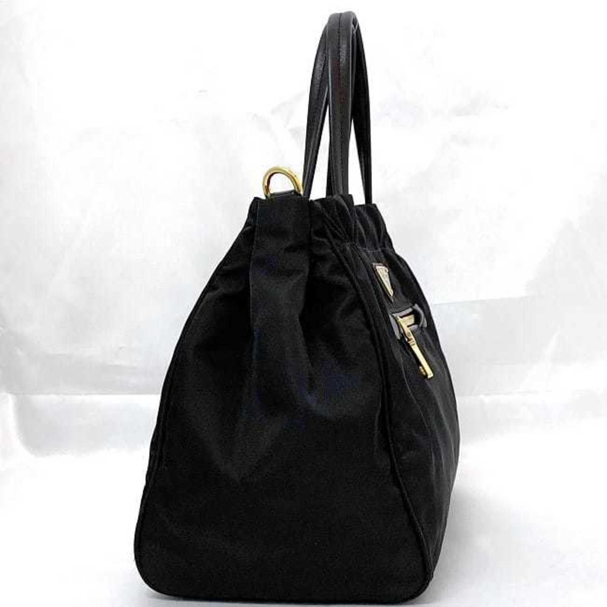 Prada 2way bag f-21490 Black NERO Tessuto 1BA843 Nylon Leather 208 8 PRADA Shoulder Triangle Plate Handbag