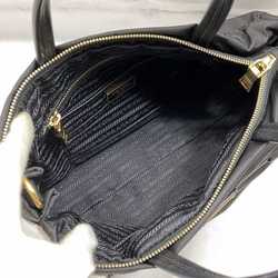 Prada 2way bag f-21490 Black NERO Tessuto 1BA843 Nylon Leather 208 8 PRADA Shoulder Triangle Plate Handbag