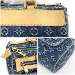 Louis Vuitton Handbag Neo Speedy f-21568 Blue Monogram Denim M95019 Tanned Leather SP0065 LOUIS VUITTON Boston Bag Material Women's