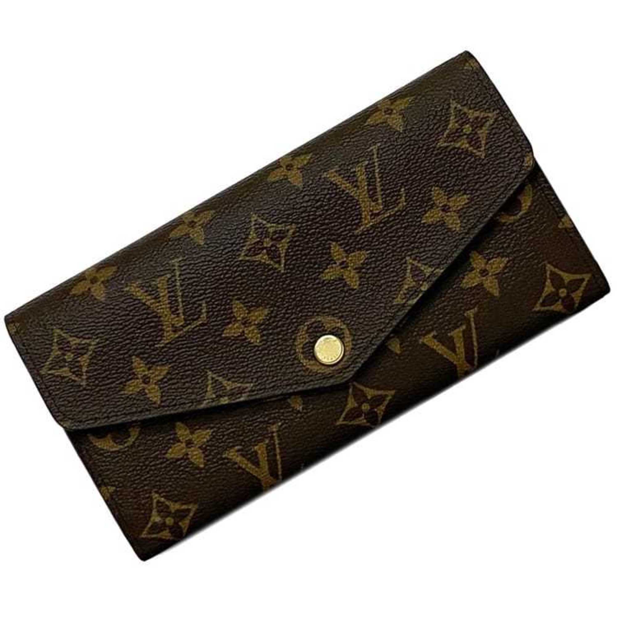 Louis Vuitton Bi-fold Long Wallet Portefeuille Sarah f-21566 Brown Bordeaux Fuchsia Monogram M62234 Canvas IC Tag LOUIS VUITTON Wine Red Flap