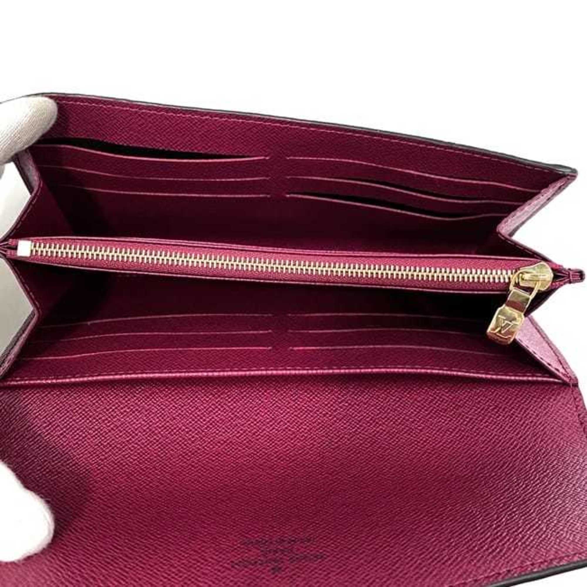 Louis Vuitton Bi-fold Long Wallet Portefeuille Sarah f-21566 Brown Bordeaux Fuchsia Monogram M62234 Canvas IC Tag LOUIS VUITTON Wine Red Flap