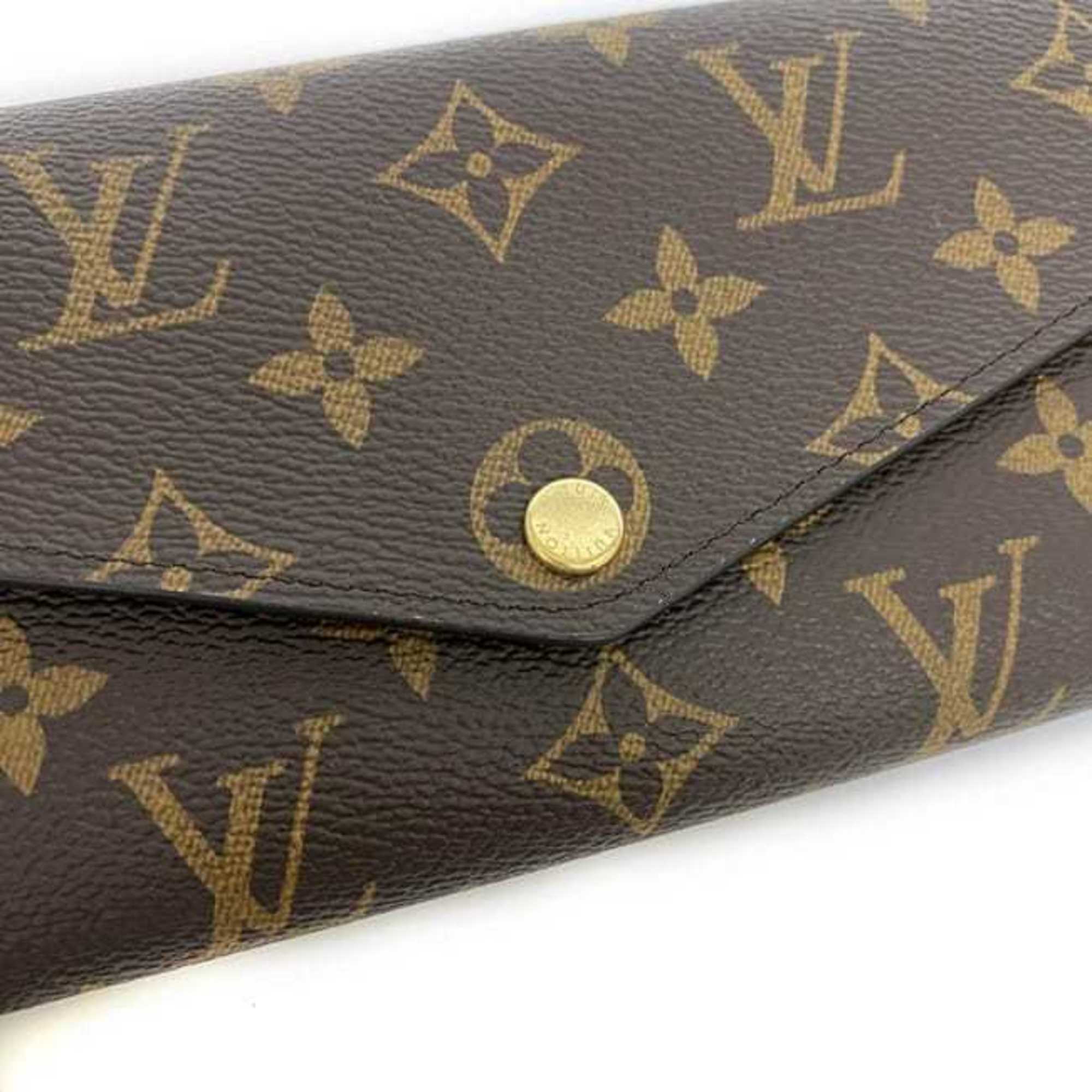 Louis Vuitton Bi-fold Long Wallet Portefeuille Sarah f-21566 Brown Bordeaux Fuchsia Monogram M62234 Canvas IC Tag LOUIS VUITTON Wine Red Flap