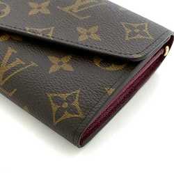 Louis Vuitton Bi-fold Long Wallet Portefeuille Sarah f-21566 Brown Bordeaux Fuchsia Monogram M62234 Canvas IC Tag LOUIS VUITTON Wine Red Flap