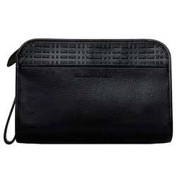 Burberry Second Bag ec-21392 Black Nova Check KM 6BL 64 09 Clutch Leather BURBERRY With Strap Color Men's Women's Compact