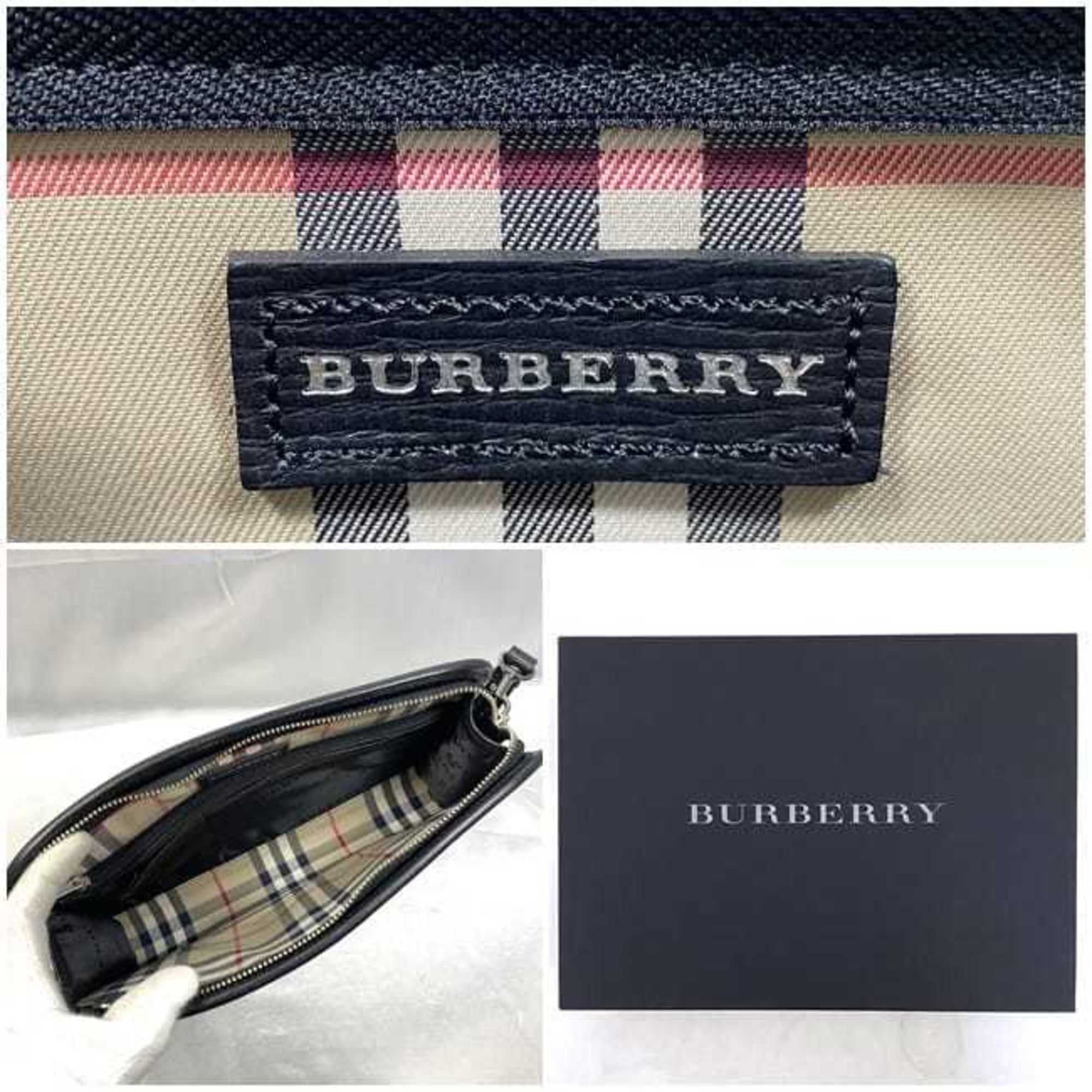 Burberry Second Bag ec-21392 Black Nova Check KM 6BL 64 09 Clutch Leather BURBERRY With Strap Color Men's Women's Compact