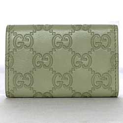 Gucci 6-ring key case ec-21426 light green shima 138093 GG leather 0416 GUCCI holder line ladies