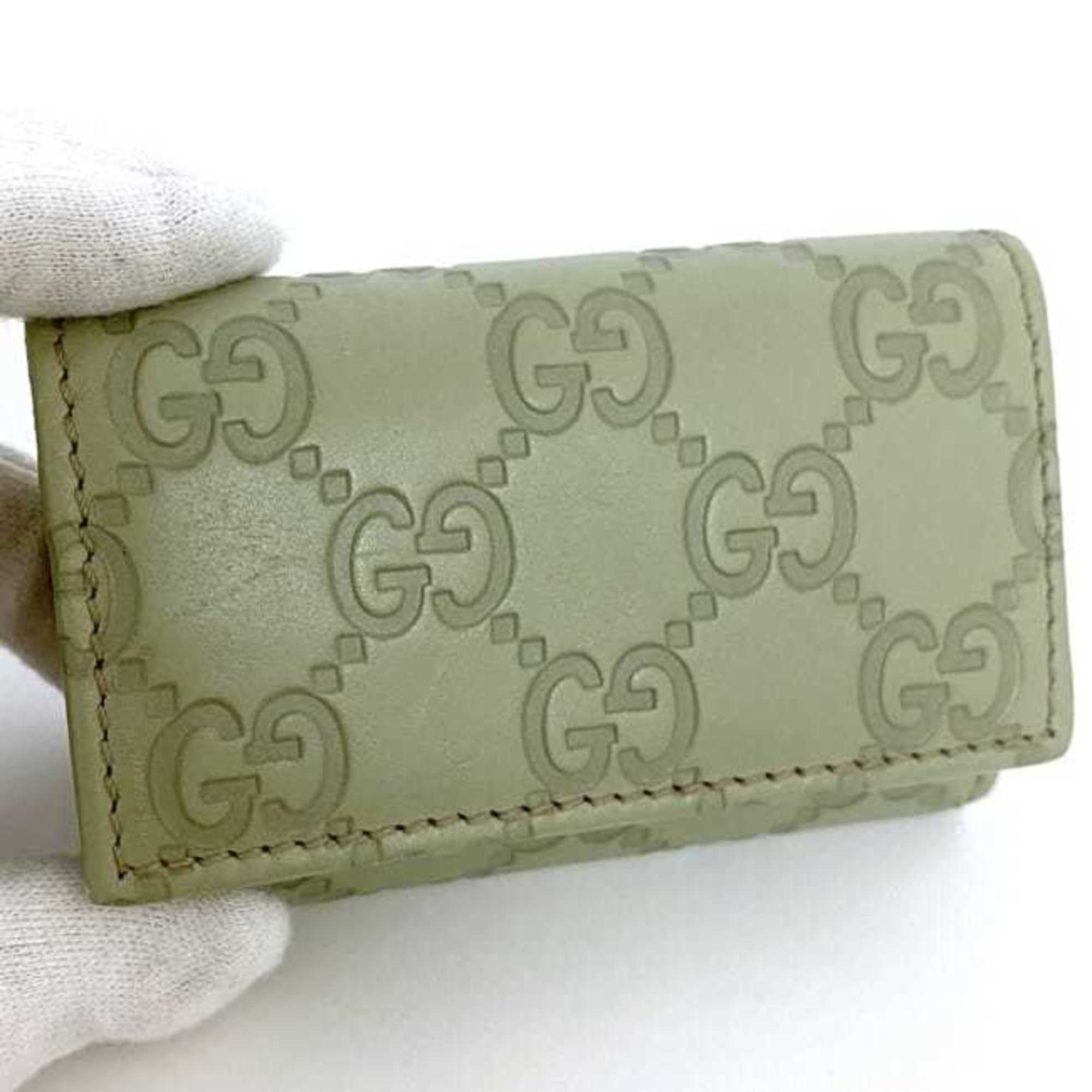 Gucci 6-ring key case ec-21426 light green shima 138093 GG leather 0416 GUCCI holder line ladies