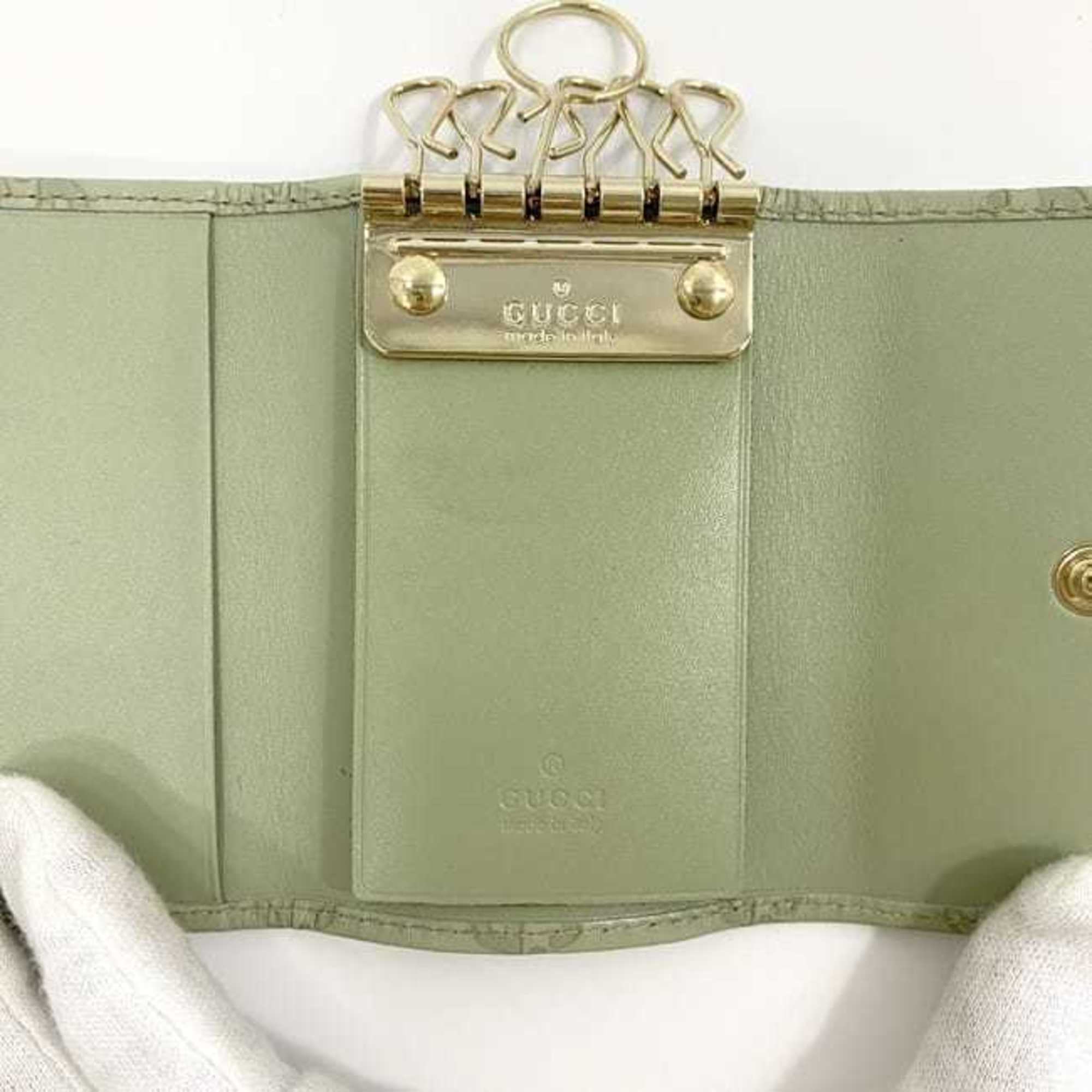 Gucci 6-ring key case ec-21426 light green shima 138093 GG leather 0416 GUCCI holder line ladies