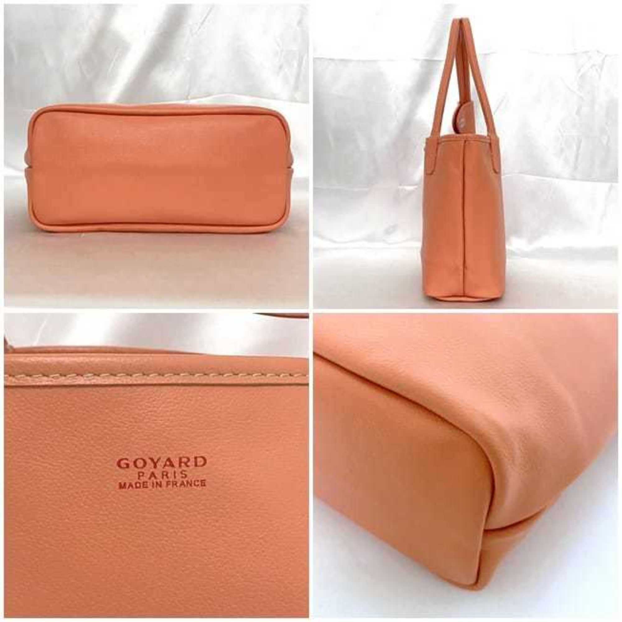 Goyard Tote Bag Ange Pouch f-21489 Salmon Pink Coral Reversible Chevroche Calfskin Goyardine Canvas SUT020660 GOYARD Henriborn