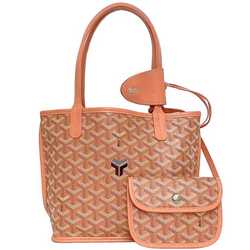 Goyard Tote Bag Ange Pouch f-21489 Salmon Pink Coral Reversible Chevroche Calfskin Goyardine Canvas SUT020660 GOYARD Henriborn