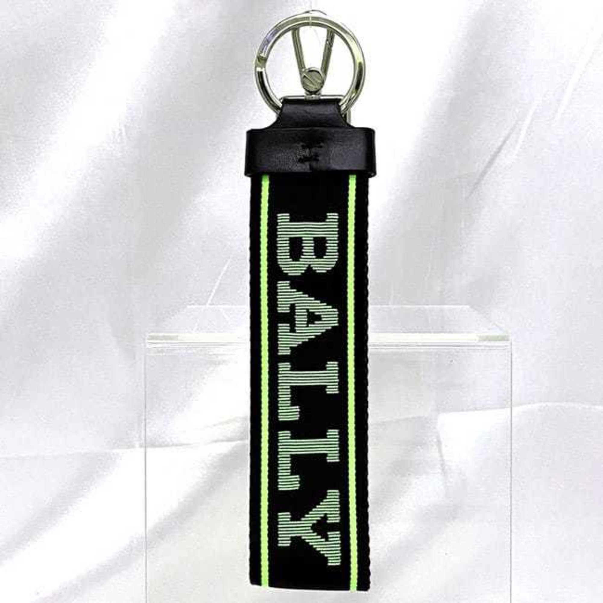 Bally Keychain ec-21483 Black Neon Green FLORYAN.WB/164 Strap Nylon Leather BALLY Tag Keyring Bag Charm Color