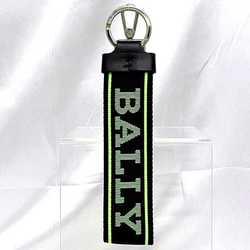 Bally Keychain ec-21483 Black Neon Green FLORYAN.WB/164 Strap Nylon Leather BALLY Tag Keyring Bag Charm Color