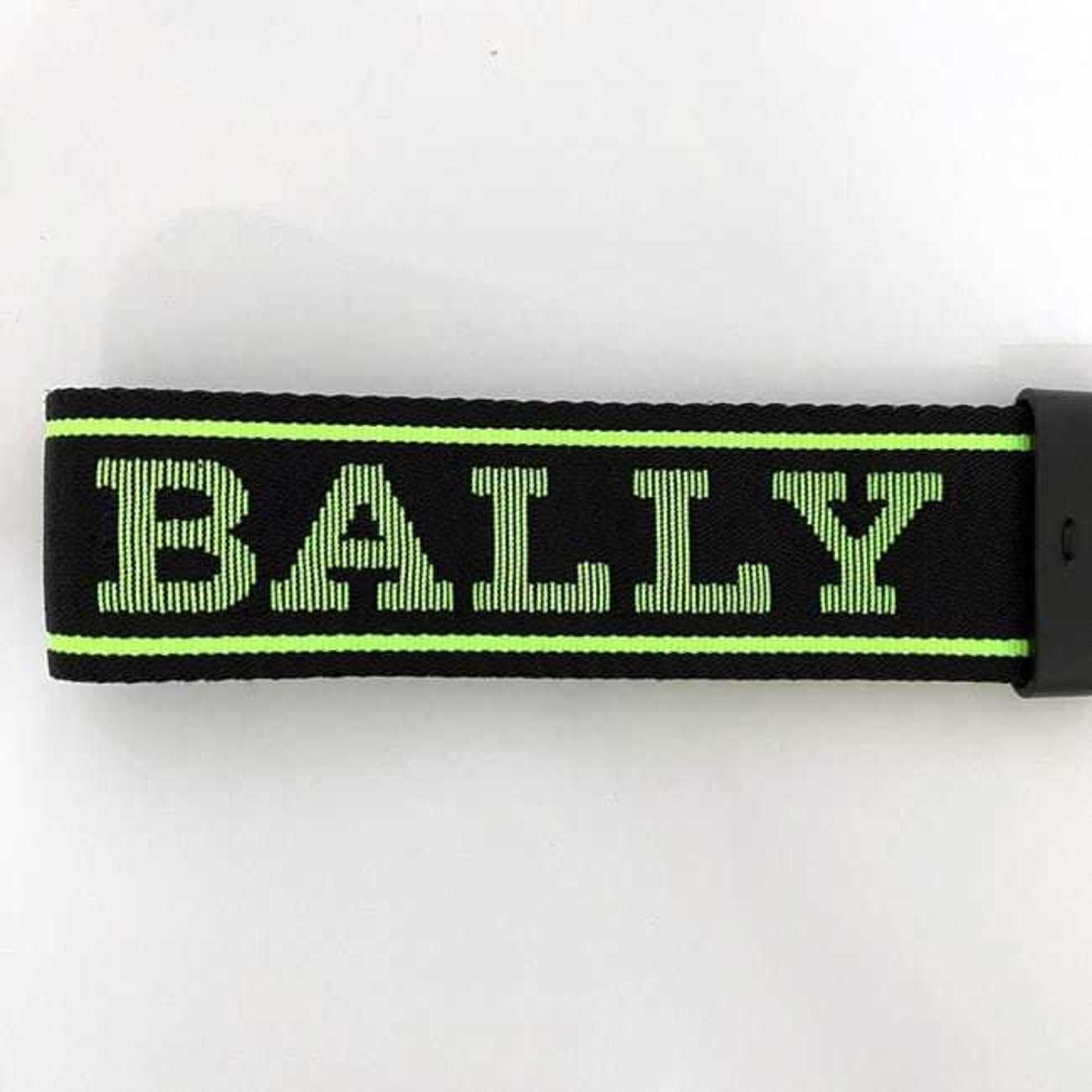 Bally Keychain ec-21483 Black Neon Green FLORYAN.WB/164 Strap Nylon Leather BALLY Tag Keyring Bag Charm Color