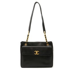 CHANEL Coco Mark Chain Tote Bag Large Shoulder Leather Black