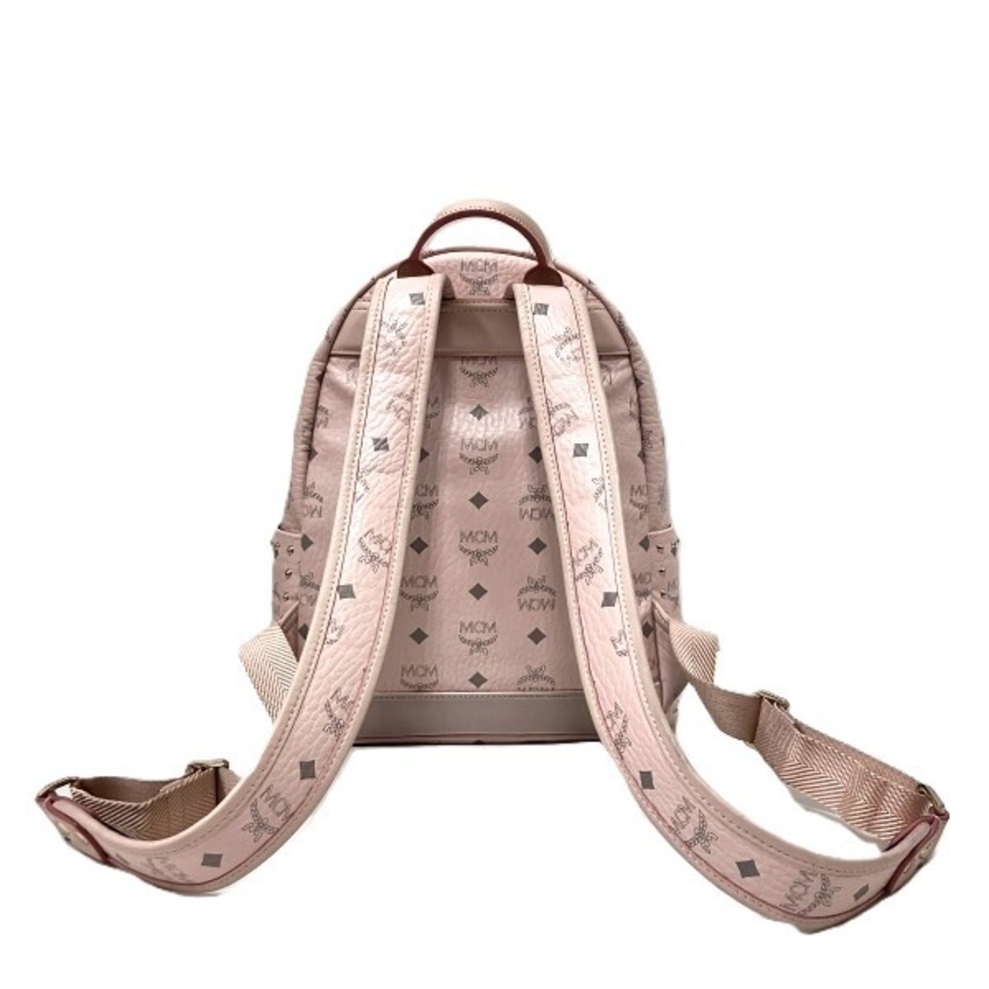 MCM Stark Studs Visetos Backpack Powder Pink Bag Women's