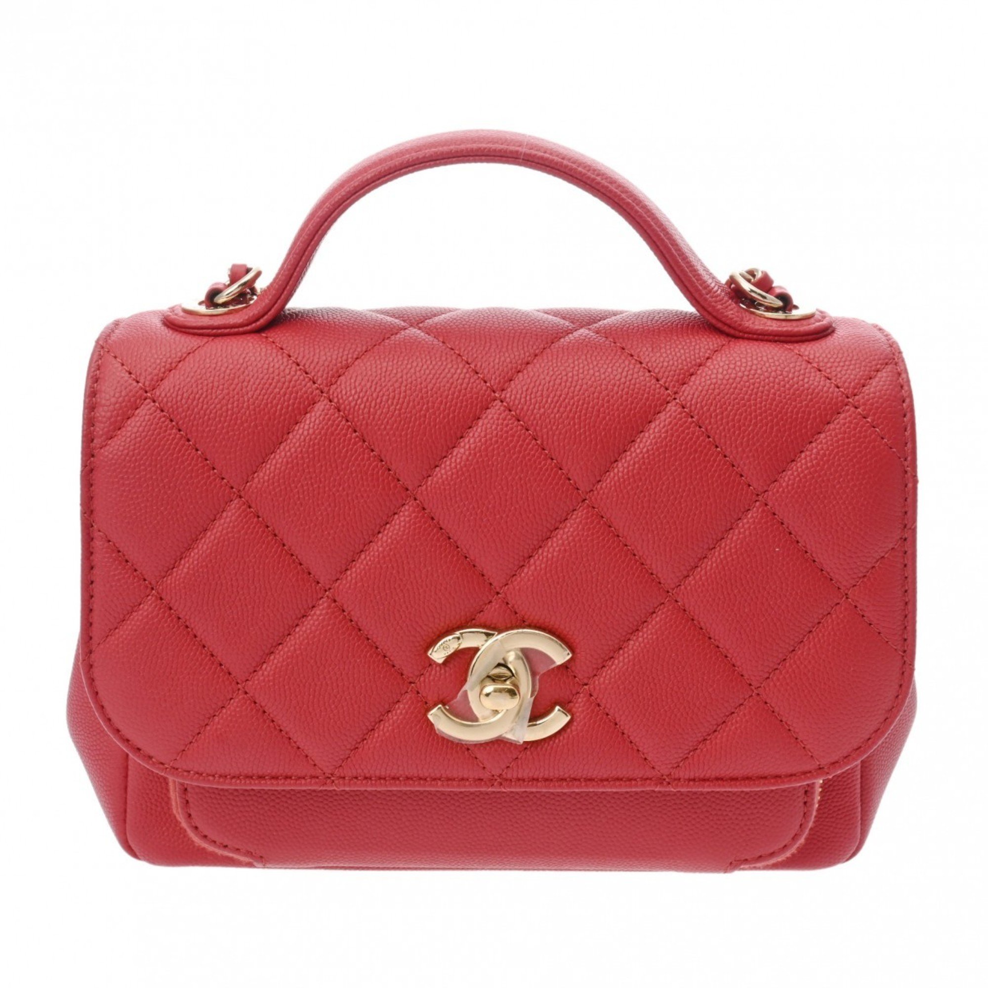 CHANEL Chanel Matelasse Affinity Small Red A93749 Women's Caviar Skin Shoulder Bag