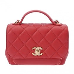 CHANEL Chanel Matelasse Affinity Small Red A93749 Women's Caviar Skin Shoulder Bag