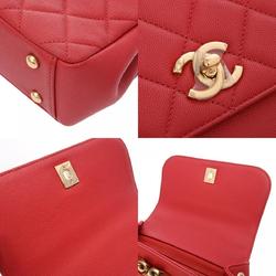 CHANEL Chanel Matelasse Affinity Small Red A93749 Women's Caviar Skin Shoulder Bag