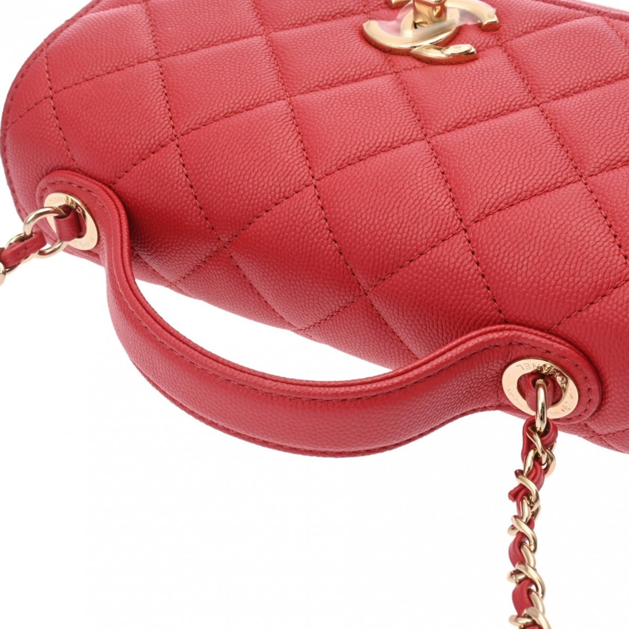 CHANEL Chanel Matelasse Affinity Small Red A93749 Women's Caviar Skin Shoulder Bag