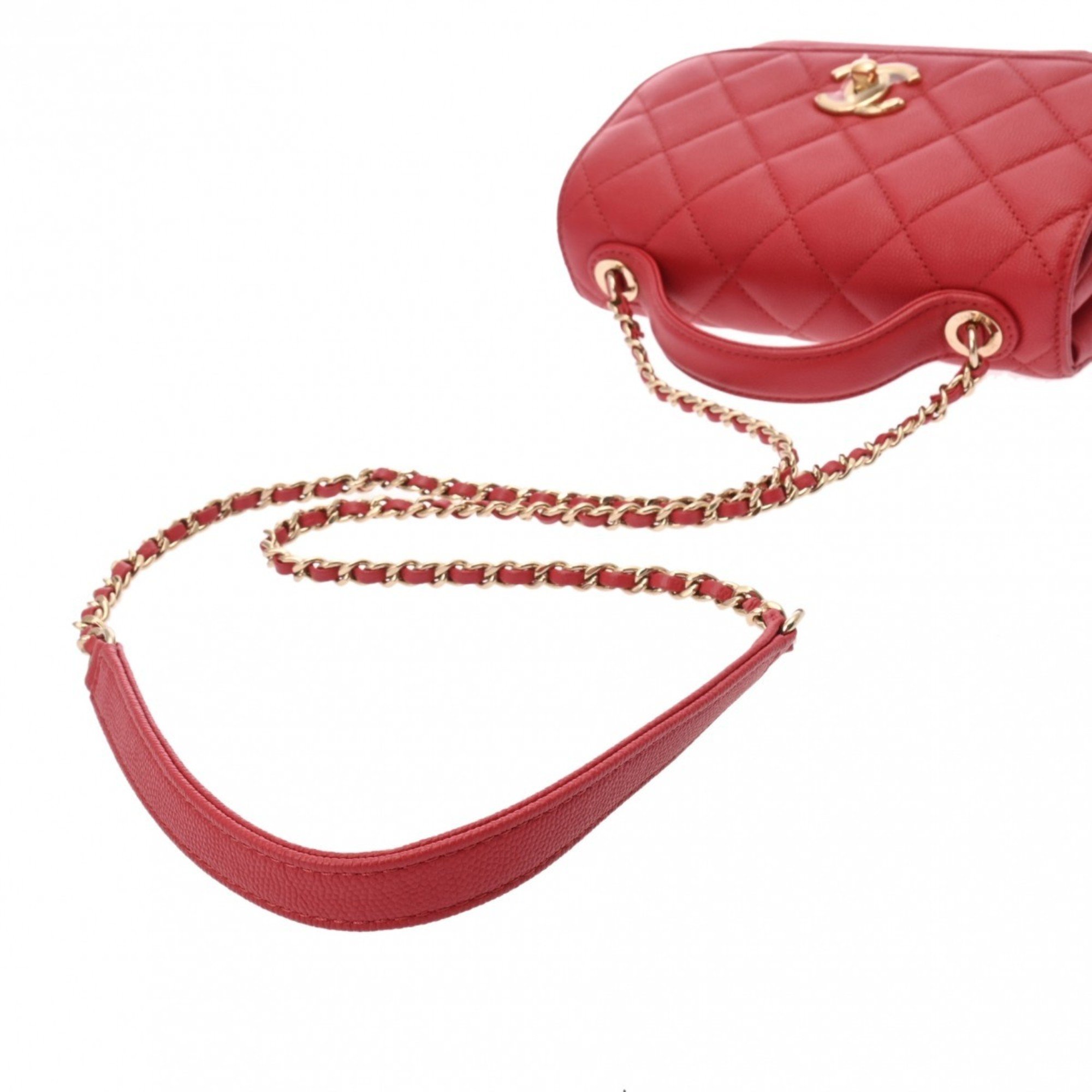 CHANEL Chanel Matelasse Affinity Small Red A93749 Women's Caviar Skin Shoulder Bag