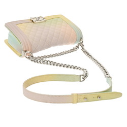 CHANEL Boy Chanel Chain Shoulder Bag 25cm Rainbow White Lacquer Hardware A67086 Women's Caviar Skin