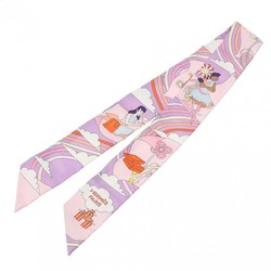 HERMES Twilly CARRES VOLANTS Pink 063849S Women's 100% Silk Scarf Muffler