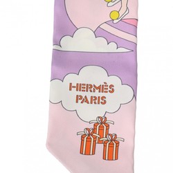 HERMES Twilly CARRES VOLANTS Pink 063849S Women's 100% Silk Scarf Muffler