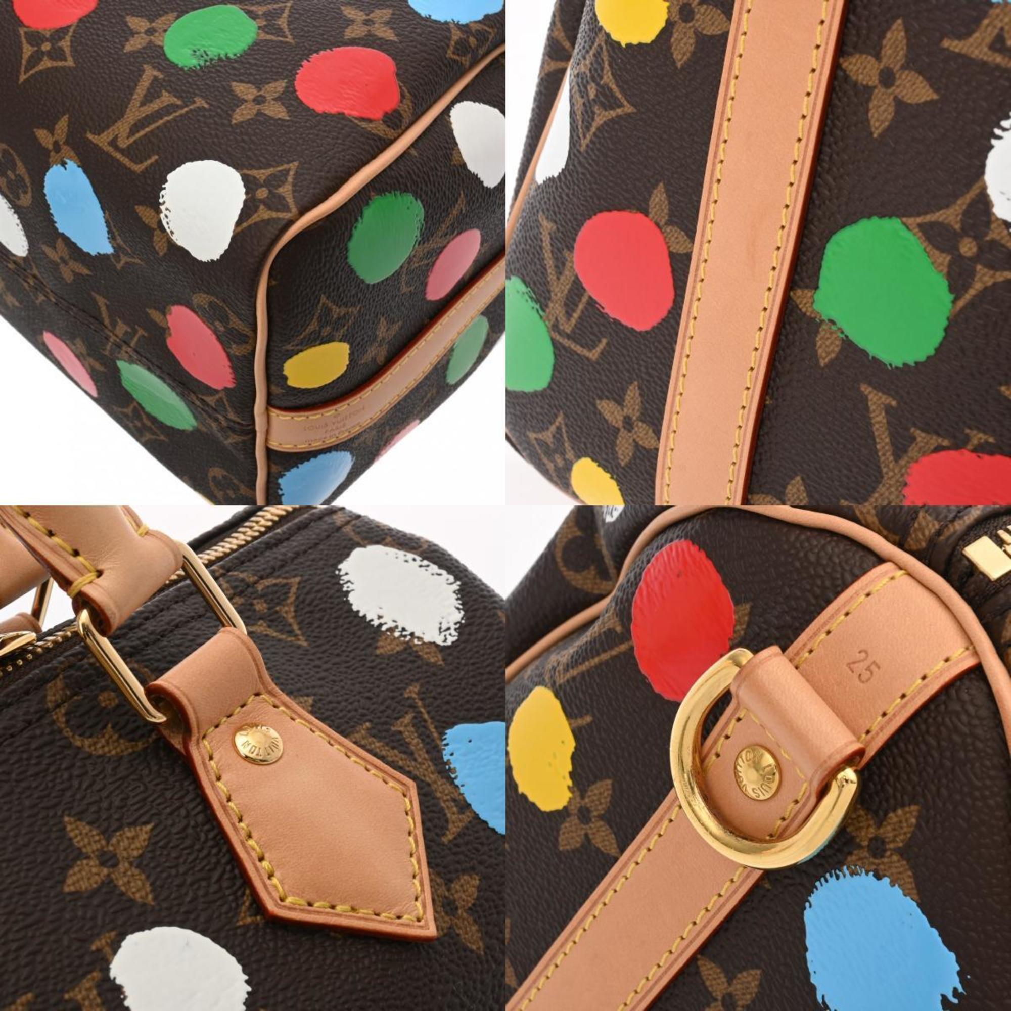 LOUIS VUITTON Louis Vuitton Monogram Painted Dot Speedy Bandouliere 25 Yayoi Kusama Collaboration Brown M46433 Unisex Leather Handbag